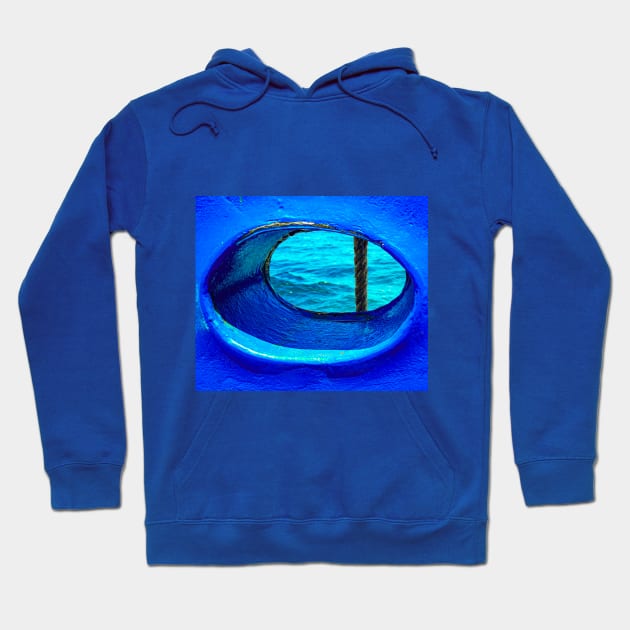 Bull´s eye in a blue iron wall from a ship. 2a Hoodie by kall3bu